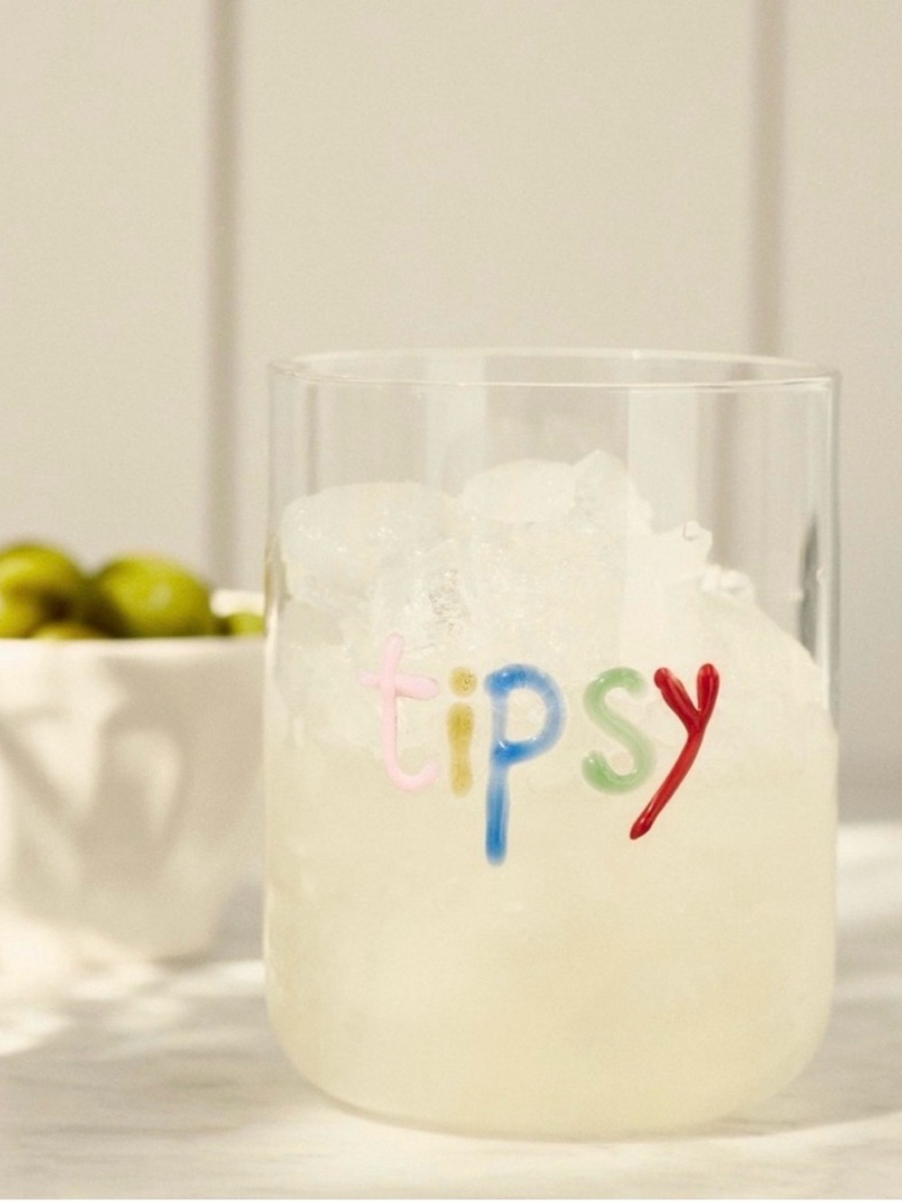 Anthropologie The Love Notes Icon Juice Glass “Tipsy” New in Box
